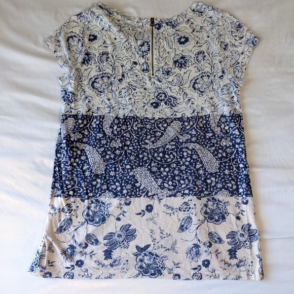 Lucky Brand Floral Print Top Short Sleeve Medium - Picture 4 of 7